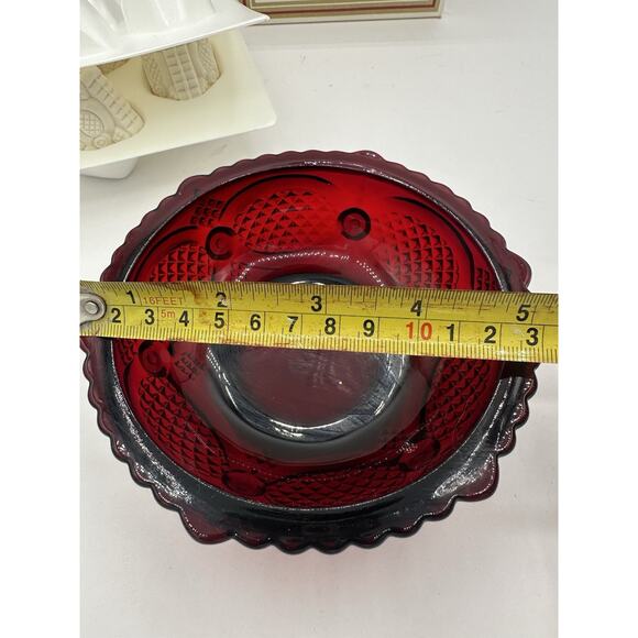 Avon Cape Cod Dessert Bowl and Soaps Red Glass NEW IN BOX Set Of 7 - Picture 4 of 4